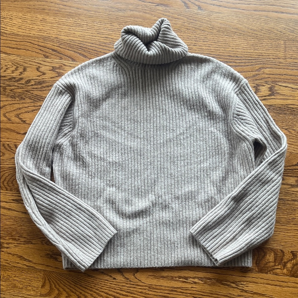 H&M Light taupe Ribbed Turtleneck Sweater